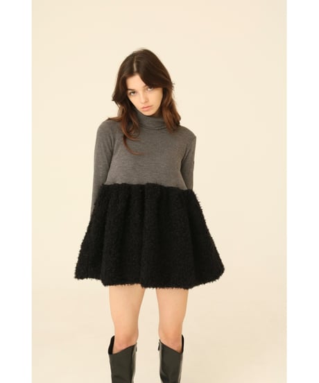 boa docking high neck tunic gray