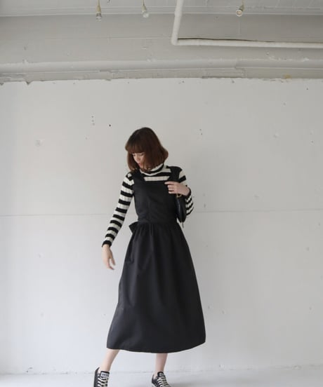 back double ribbon one-piece black
