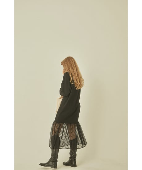 BONNE embroidery lace onepiece black