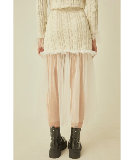 tulle cable knit skirt ivory
