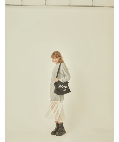 BONNE embroidery lace onepiece gray