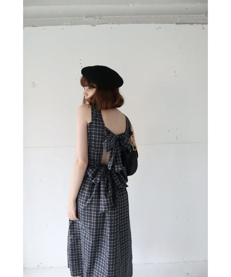 back double ribbon  one-piece check