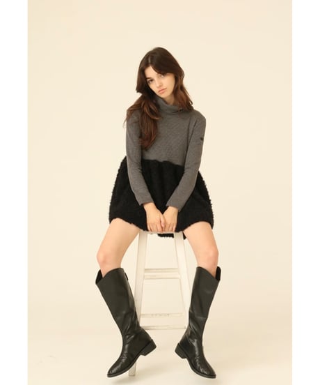 boa docking high neck tunic gray