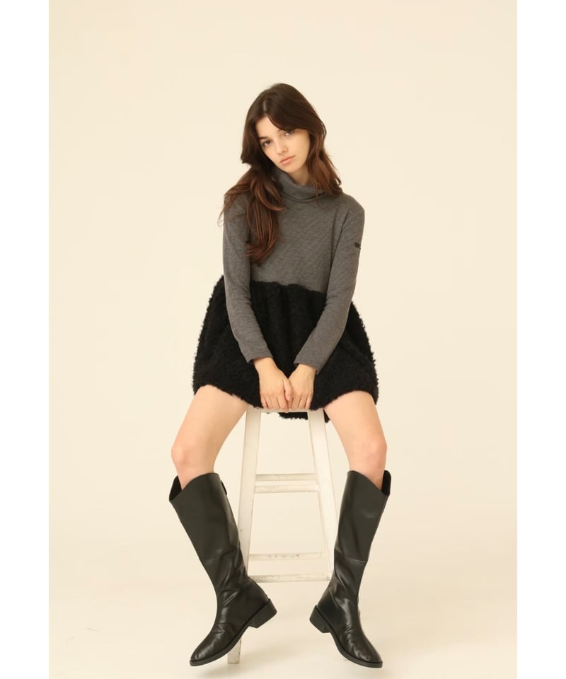 boa docking high neck tunic gray | BONNE