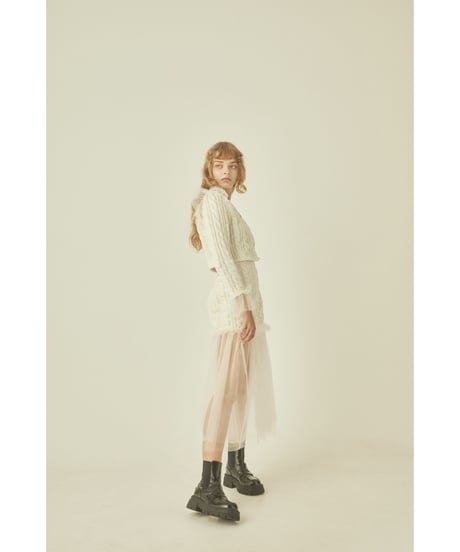 tulle cable knit skirt ivory