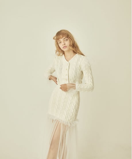 tulle cable knit skirt ivory
