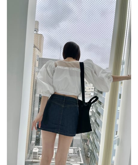 arm volume dot see-through docking blouse white