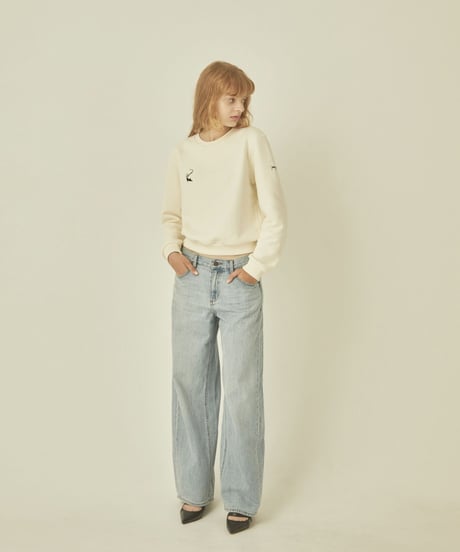 BONNE cat embroidery sweat ivory
