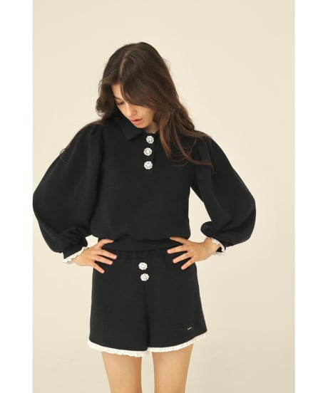 bijou button knit setup navy