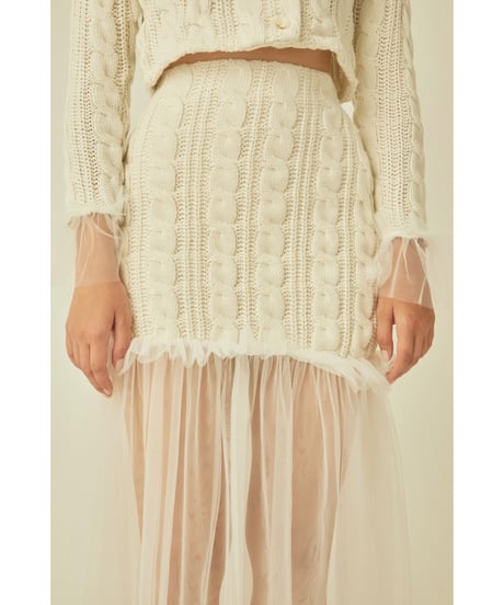 tulle cable knit skirt ivory