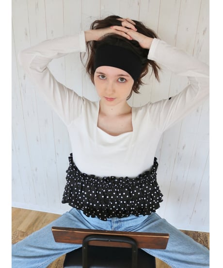 volume frill squareneck tops dot