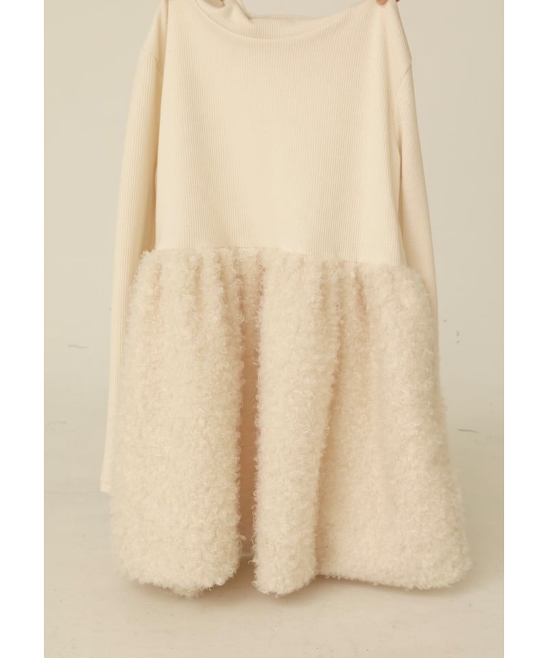 de-bonne(デボンヌ) boa docking high neck tunic ivory | BONNE