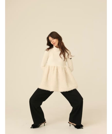 boa docking high neck tunic ivory