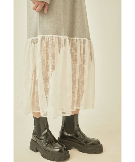 BONNE embroidery lace onepiece gray
