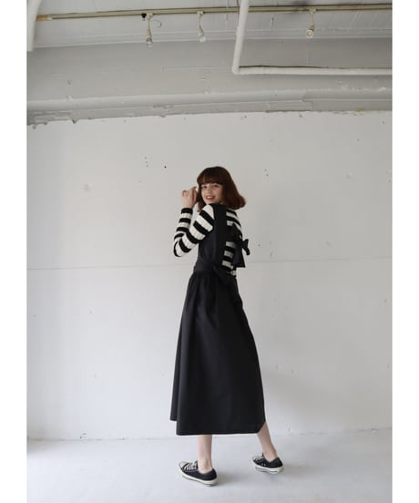 back double ribbon one-piece black