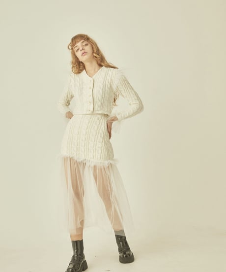 tulle cable knit skirt ivory