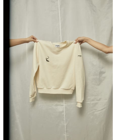 BONNE cat embroidery sweat ivory