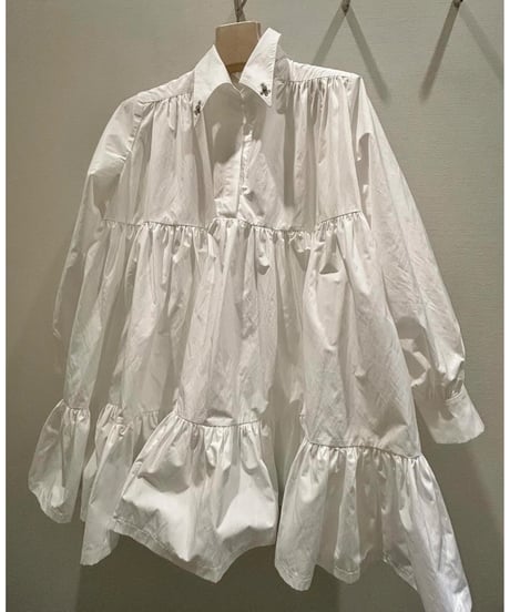 bijou collar tiered one-piece white