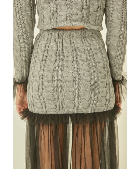 tulle cable knit skirt gray