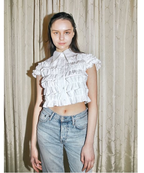 BONNE tulle frill fluffy blouse