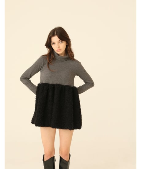 boa docking high neck tunic gray