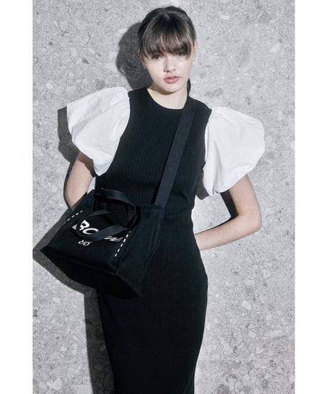 balloon sleeve long one-piece black