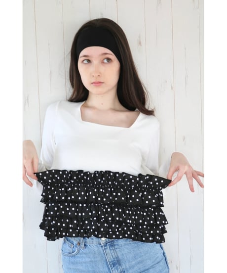 volume frill squareneck tops dot