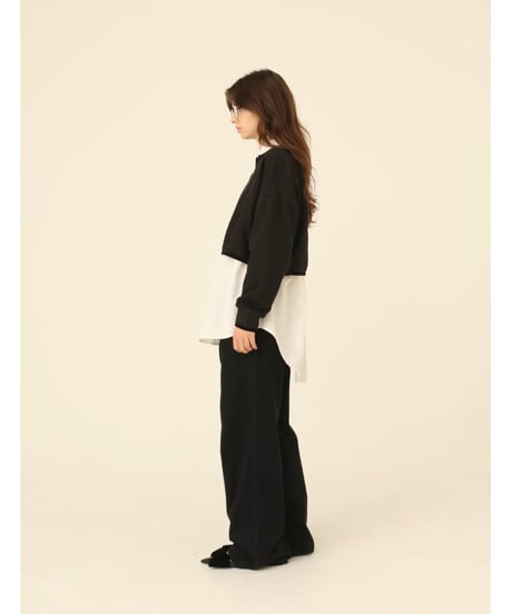 velours piping glitter embroidery sweat black