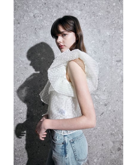 balloon sleeve ribbon blouse ivory
