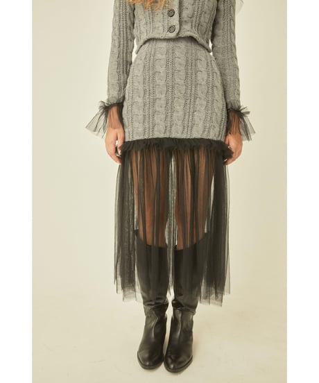 tulle cable knit skirt gray
