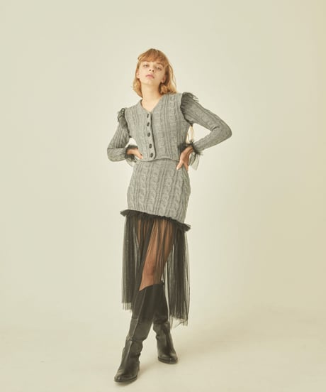 tulle cable knit skirt gray