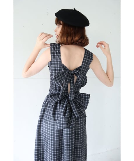 back double ribbon  one-piece check