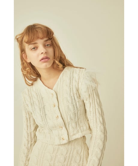 tulle cable knit cardigan ivory