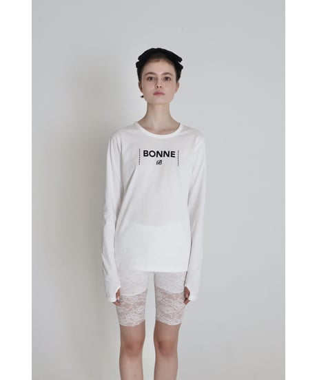 "BONNE B"finger hole long tee White