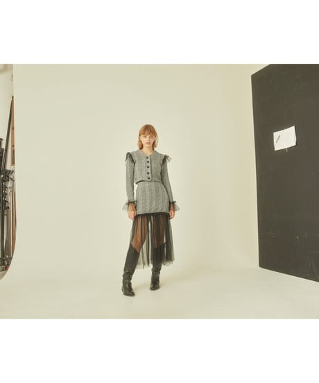 tulle cable knit skirt gray