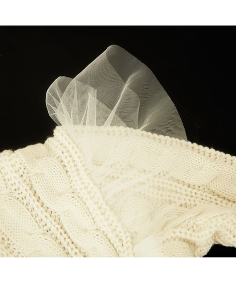 tulle cable knit cardigan ivory