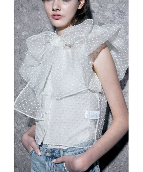 balloon sleeve ribbon blouse ivory
