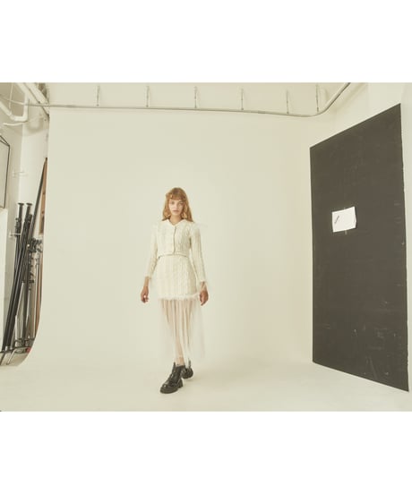 tulle cable knit skirt ivory