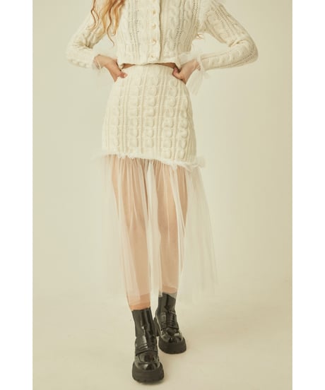 tulle cable knit skirt ivory
