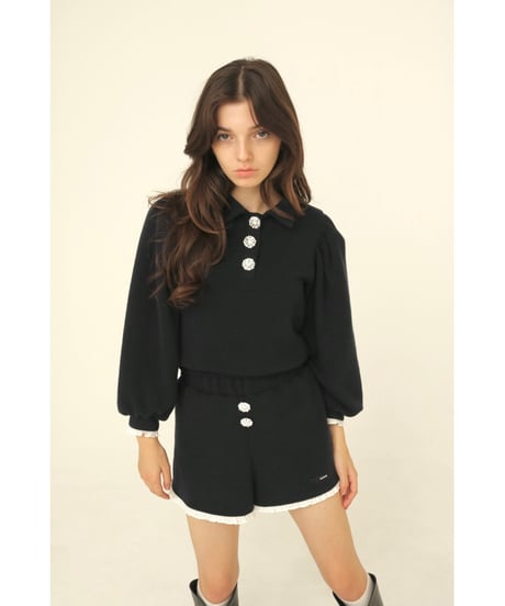 bijou button knit setup navy