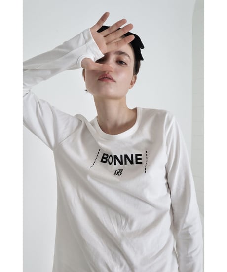 "BONNE B"finger hole long tee White