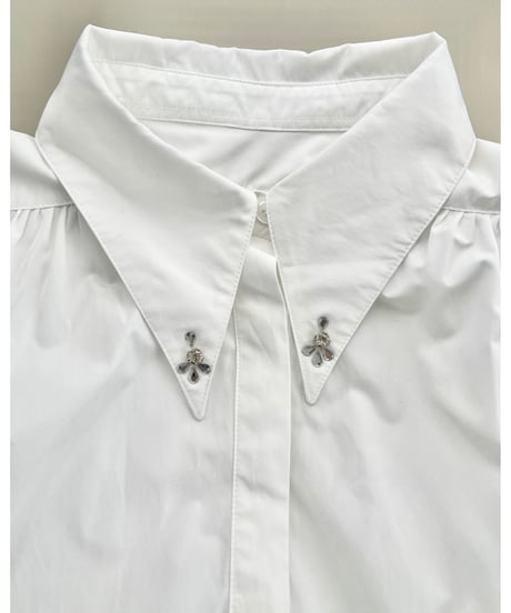 bijou collar tiered one-piece white
