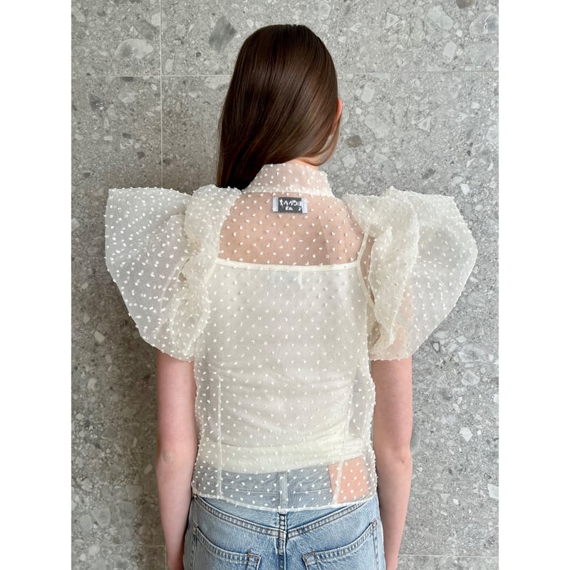 balloon sleeve ribbon blouse ivory | BONNE