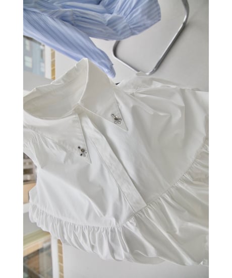 bijou collar tiered one-piece white
