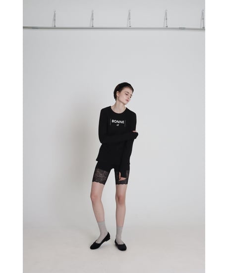 "BONNE B"finger hole long tee Black
