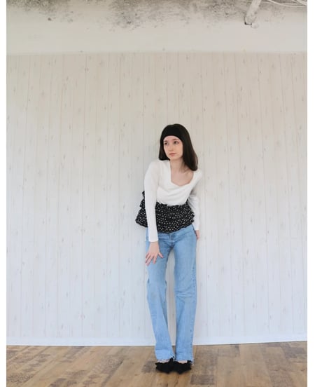 volume frill squareneck tops dot
