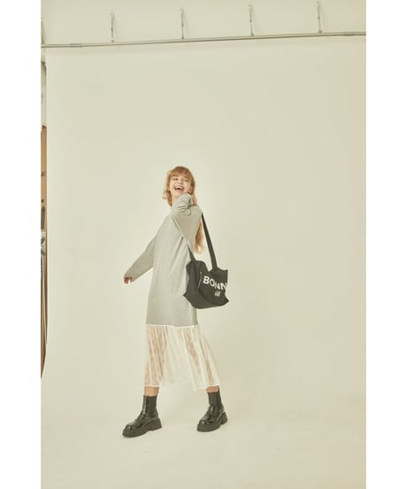BONNE embroidery lace onepiece gray