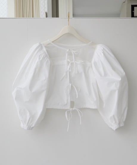 arm volume dot see-through docking blouse white