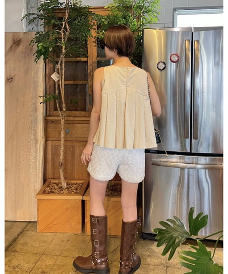 wave frill pleats tops beige