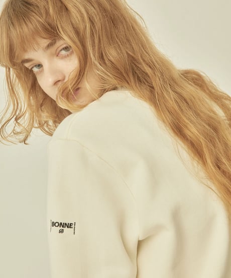 BONNE cat embroidery sweat ivory